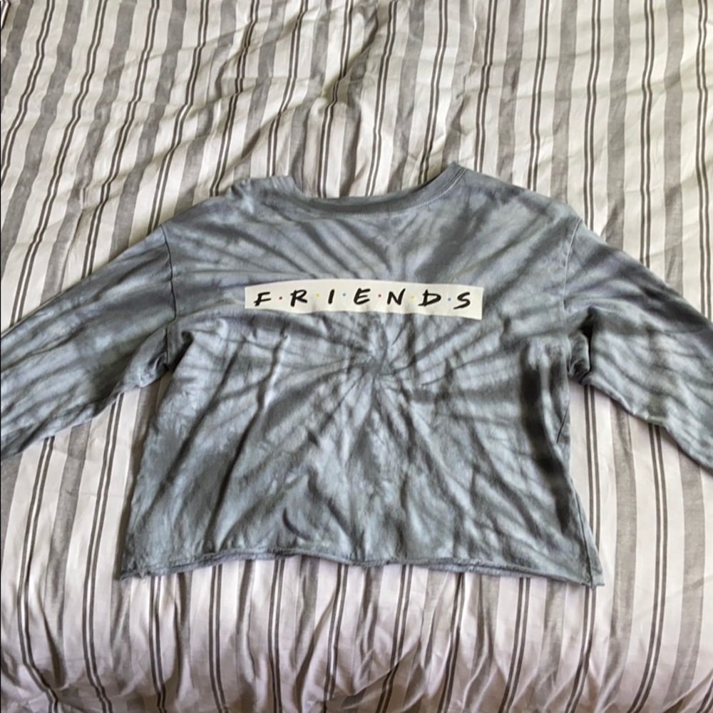 Black and white tie die friends long tee shirt